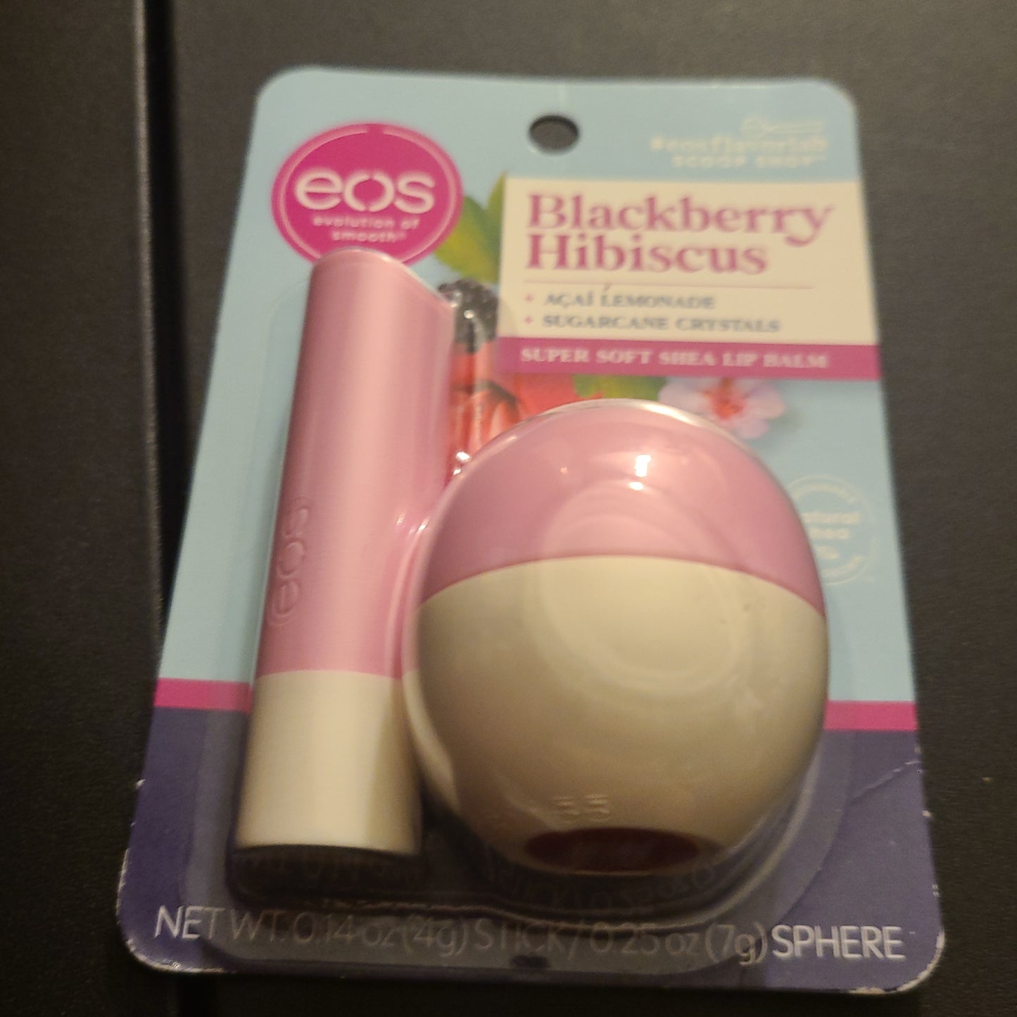 Eos blackberry hibiscus lip blam